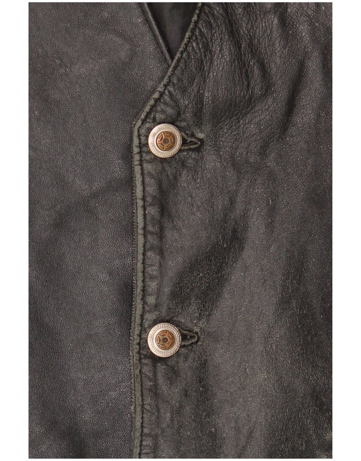 VINTAGE Lædervest til mænd IT 52 Stort sort læder