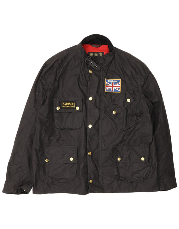 Barbour Herre vokset bomuldsjakke UK 44 2XL Sort bomuld