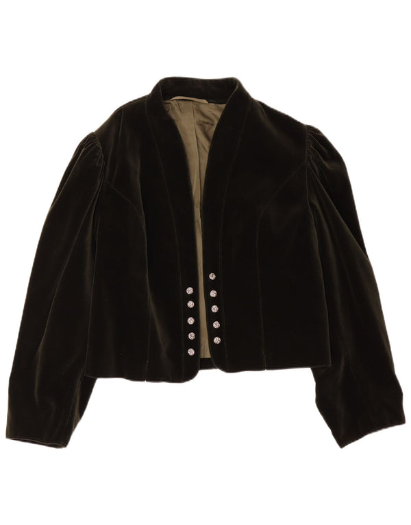 Trachten Gerlach Dame Velvet Bolero Jacket EU 44 XL Khaki Bomuld
