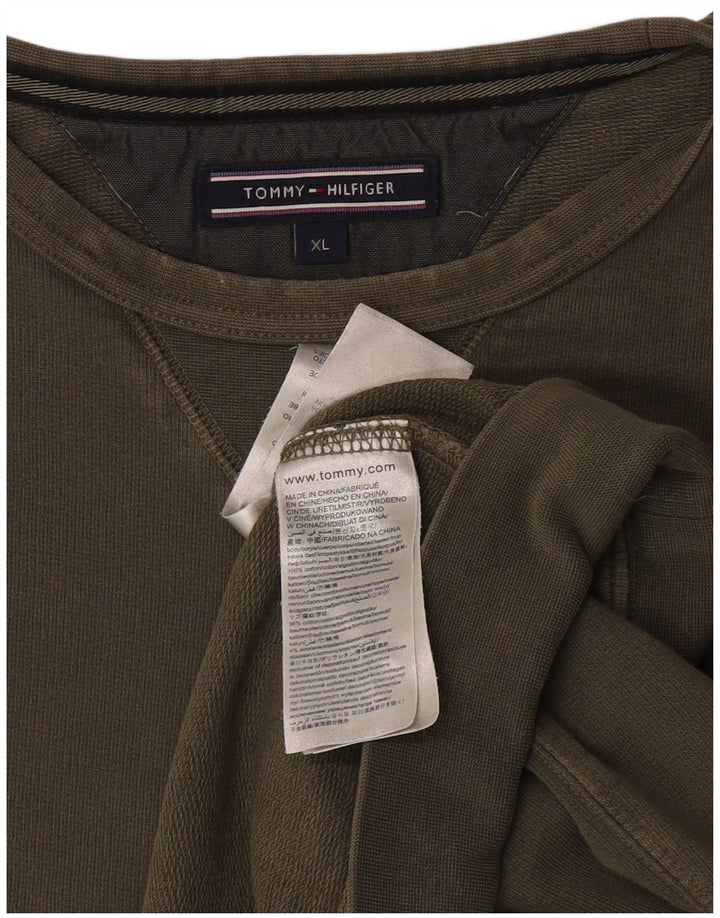 Tommy Hilfiger Herre Sweatshirt Jumper XL Khaki Bomuld