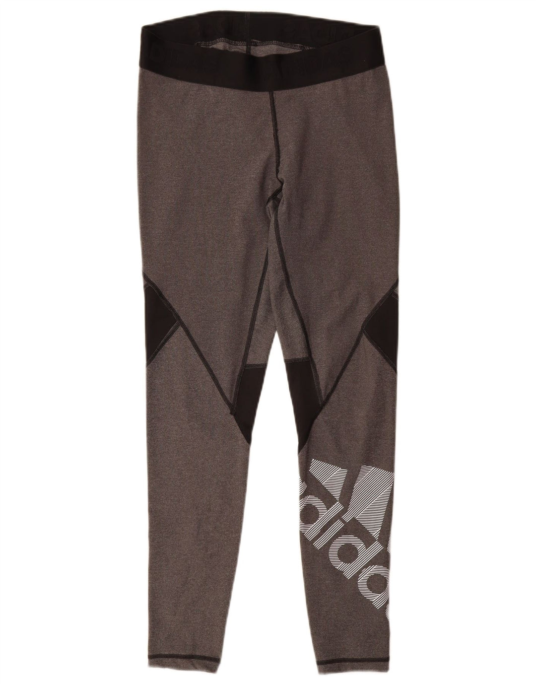 Adidas Graphic Leggings til kvinder UK 12/14 Medium Grey Colourblock Polyester