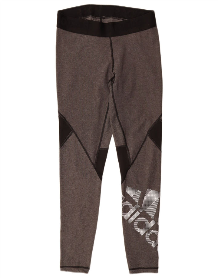 Adidas Graphic Leggings til kvinder UK 12/14 Medium Grey Colourblock Polyester