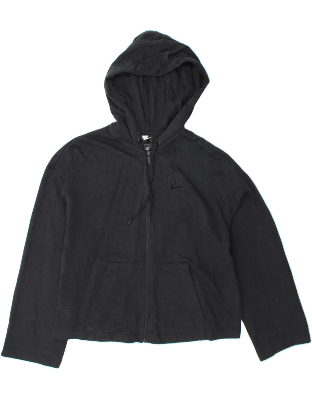 NIKE Womens Zip Hoodie Sweater UK 14 Medium Black Cotton Vintage Nike and Second-Hand Nike from Messina Hembry 