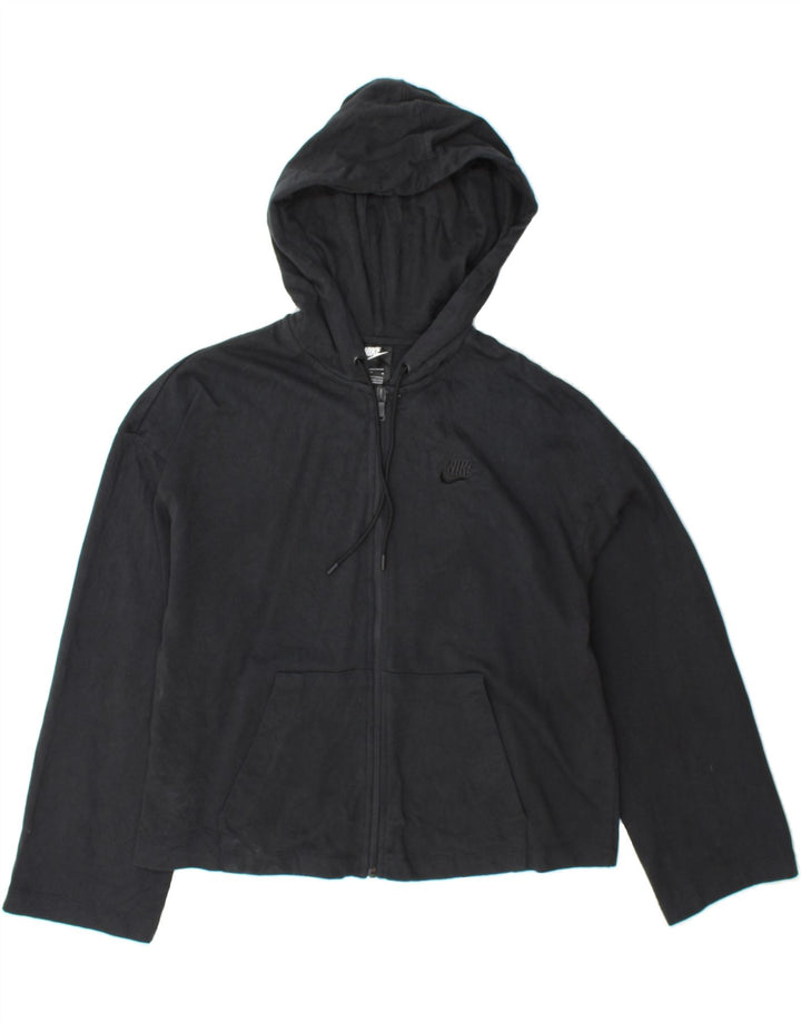 NIKE Womens Zip Hoodie Sweater UK 14 Medium Black Cotton Vintage Nike and Second-Hand Nike from Messina Hembry 