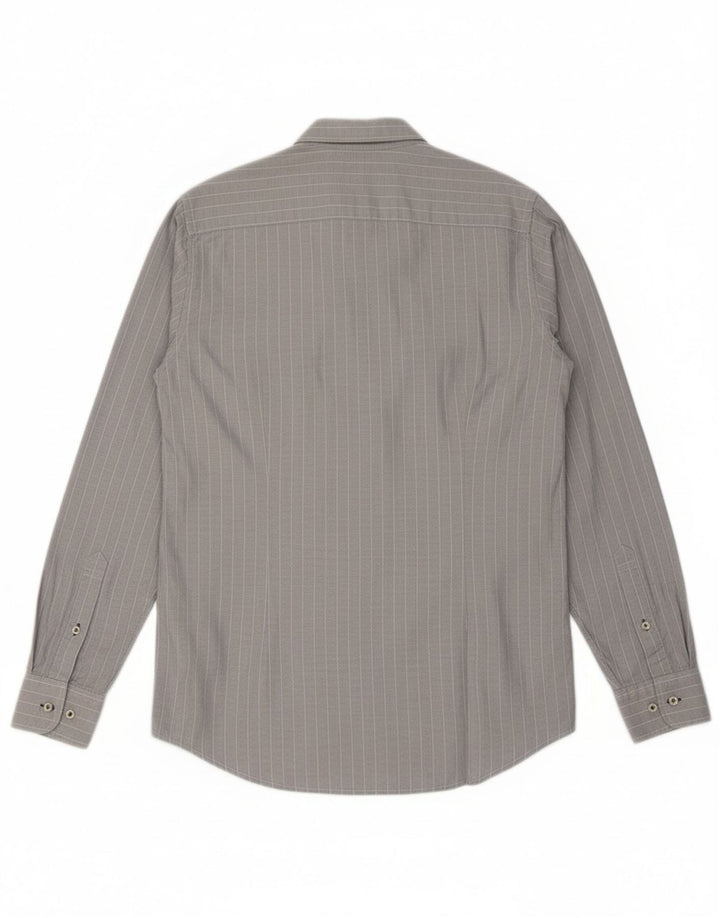 TOMMY HILFIGER Mens Slim Fit Shirt Medium Grey Pinstripe Cotton