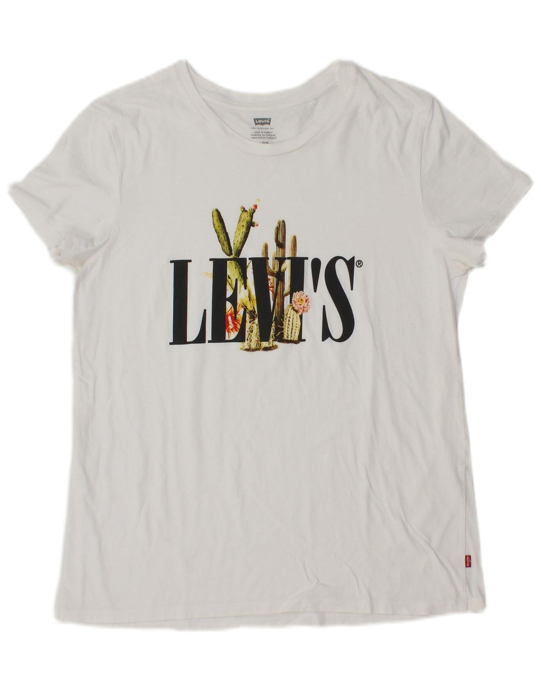 LEVI'S Grafisk T-Shirt Top til kvinder DK 14 Stor Hvid