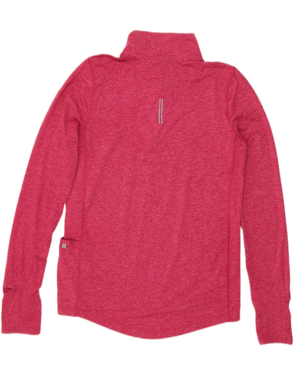 Nike Dame Dri Fit Zip Neck Top Langærmet UK 6 XS Pink Polyester