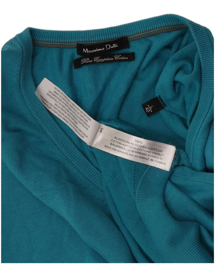 Massimo Dutti Herre V-hals sweater Stor Blå Bomuld