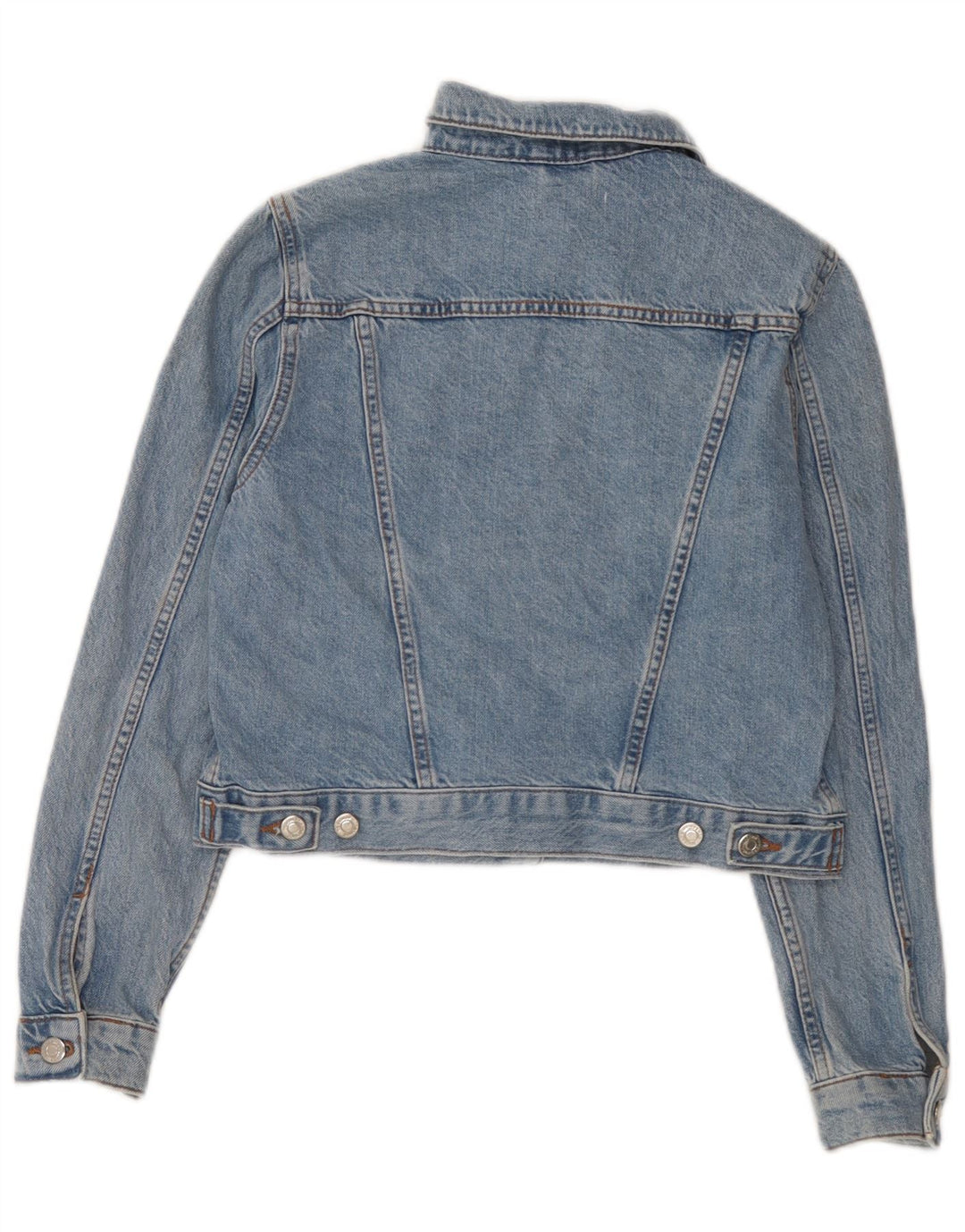 Topshop Dame Crop Denim Jacket UK 8 Small Blue Cotton