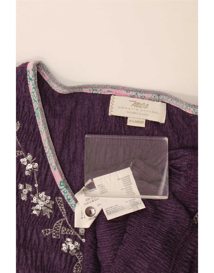 Marlboro Classics Damebluse Top UK 18 XL Lilla Stribet Polyester