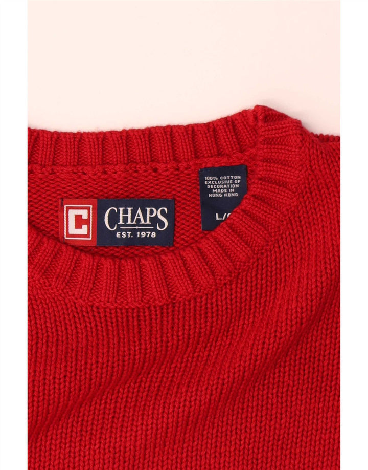 Chaps Herre Crew Neck Jumper Sweater Stor Rød Bomuld