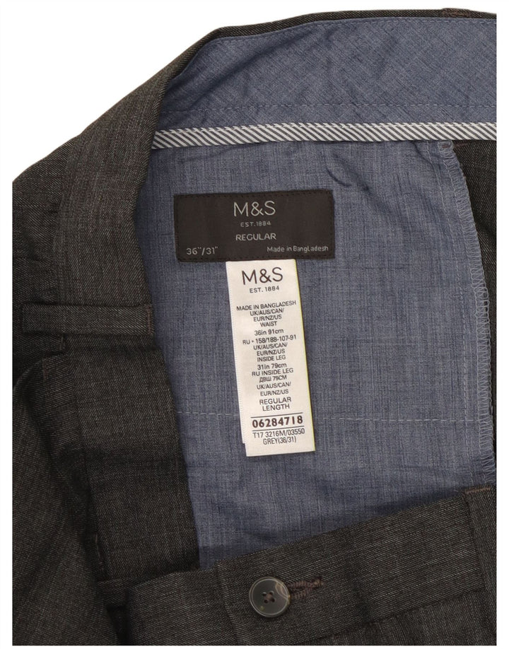 MARKS & SPENCER Lige jakkesæt til mænd W36 L31 Grå polyester