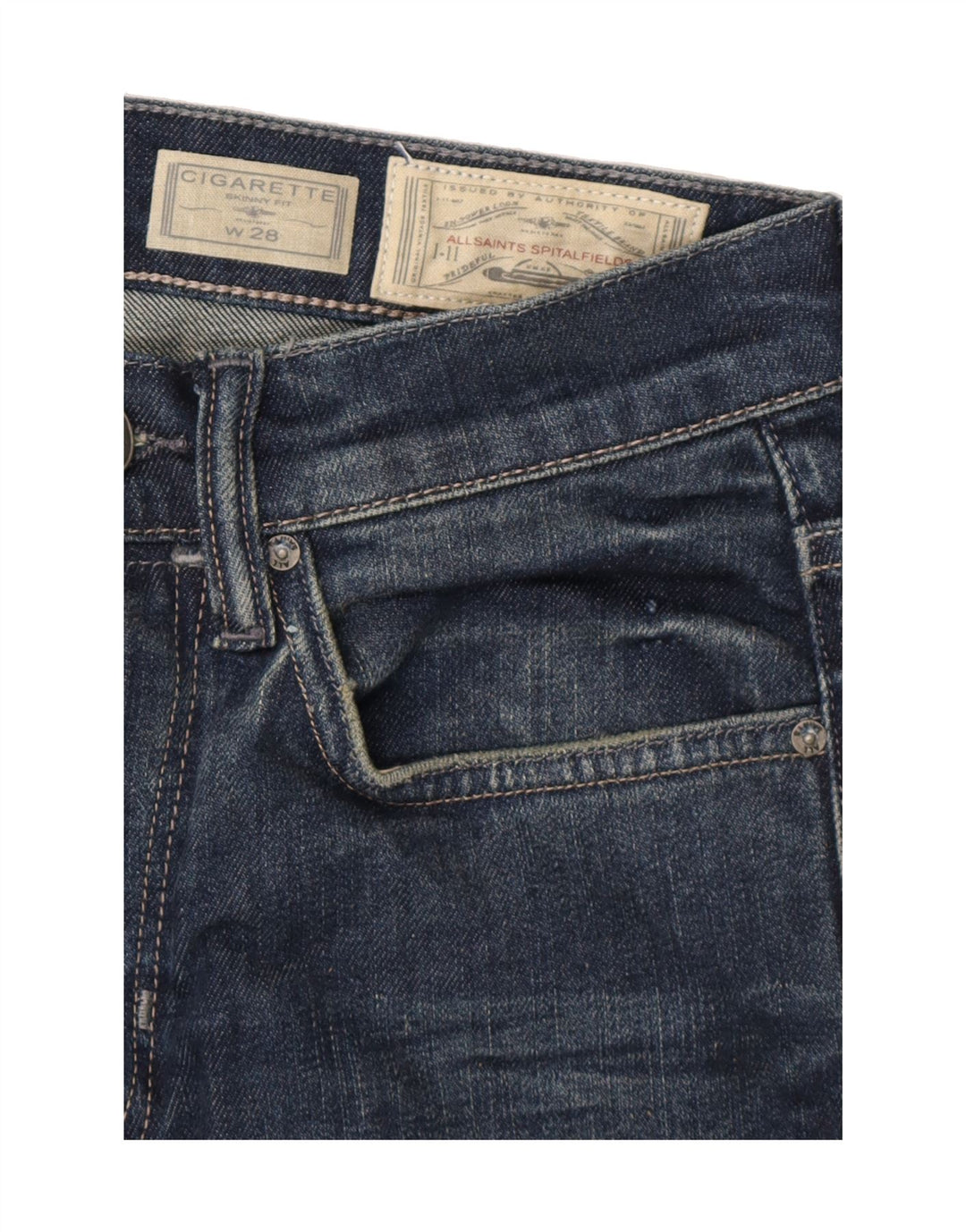 ALL SAINTS Mens Cigarette Skinny Jeans W28 L33 Blue Vintage All Saints and Second-Hand All Saints from Messina Hembry 