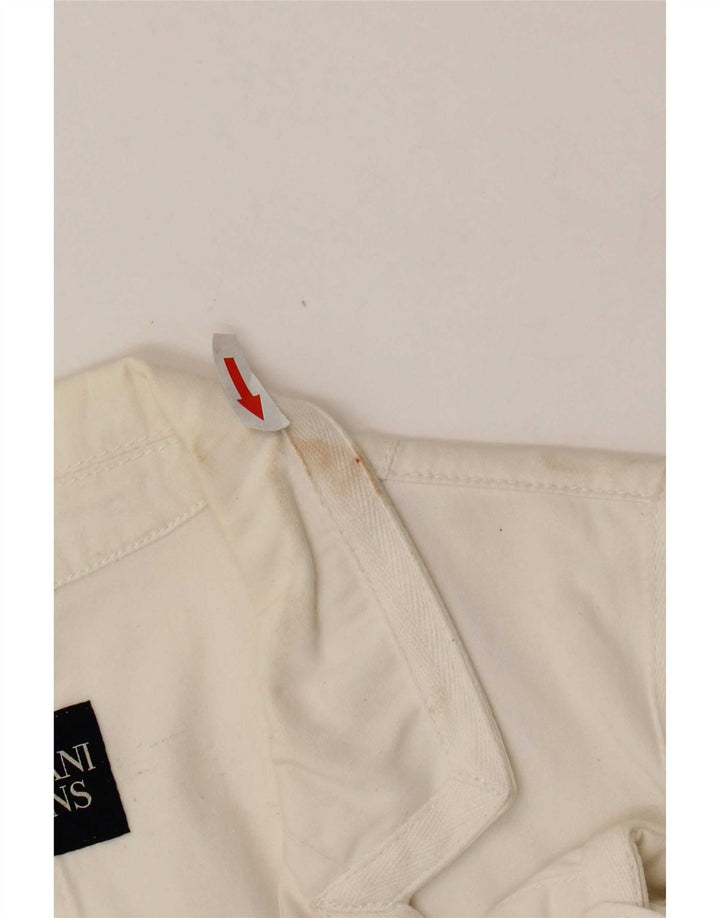 Armani Jeans Dame 3 Button Blazer Jacket UK 18 XL Hvid Bomuld