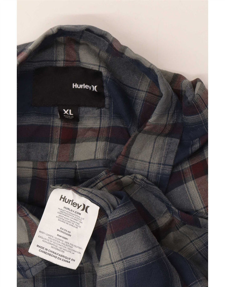 Hurley herreskjorte XL blå ternet polyester