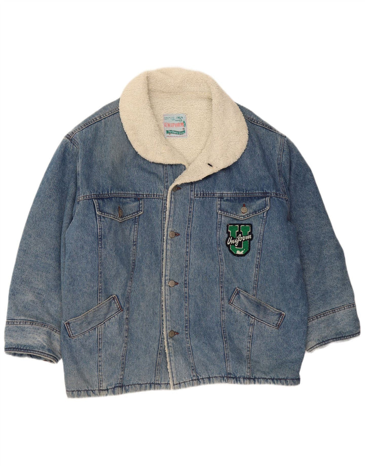 UNIFORM Herre Denim Sherpa Jacket UK 42 XL Blå