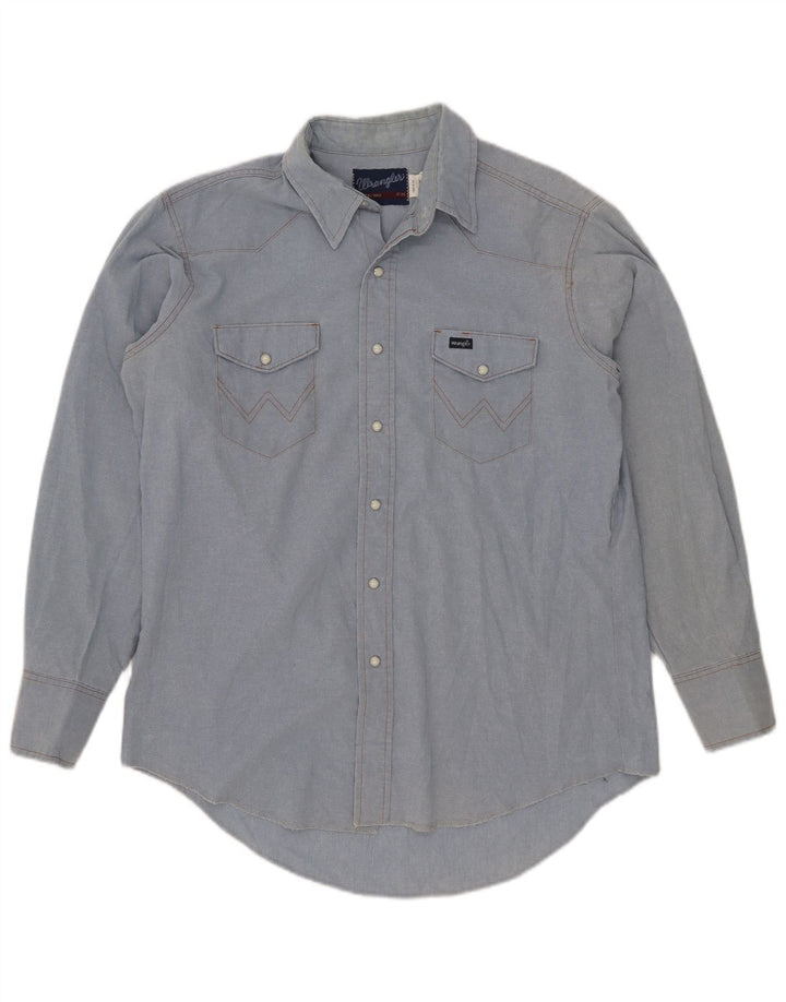 Wrangler Western skjorte herre str. 17 XL Blå polyester