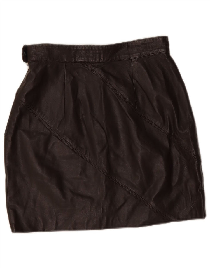 Vintage dame mini læder nederdel W24 XS Brun