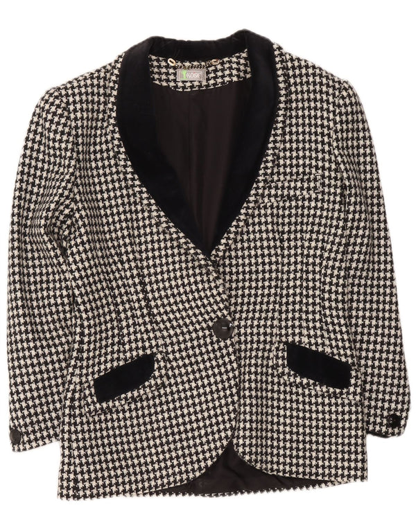 Egoiste Dame Blazer Jacket UK 14 Medium Black Houndstooth Classic