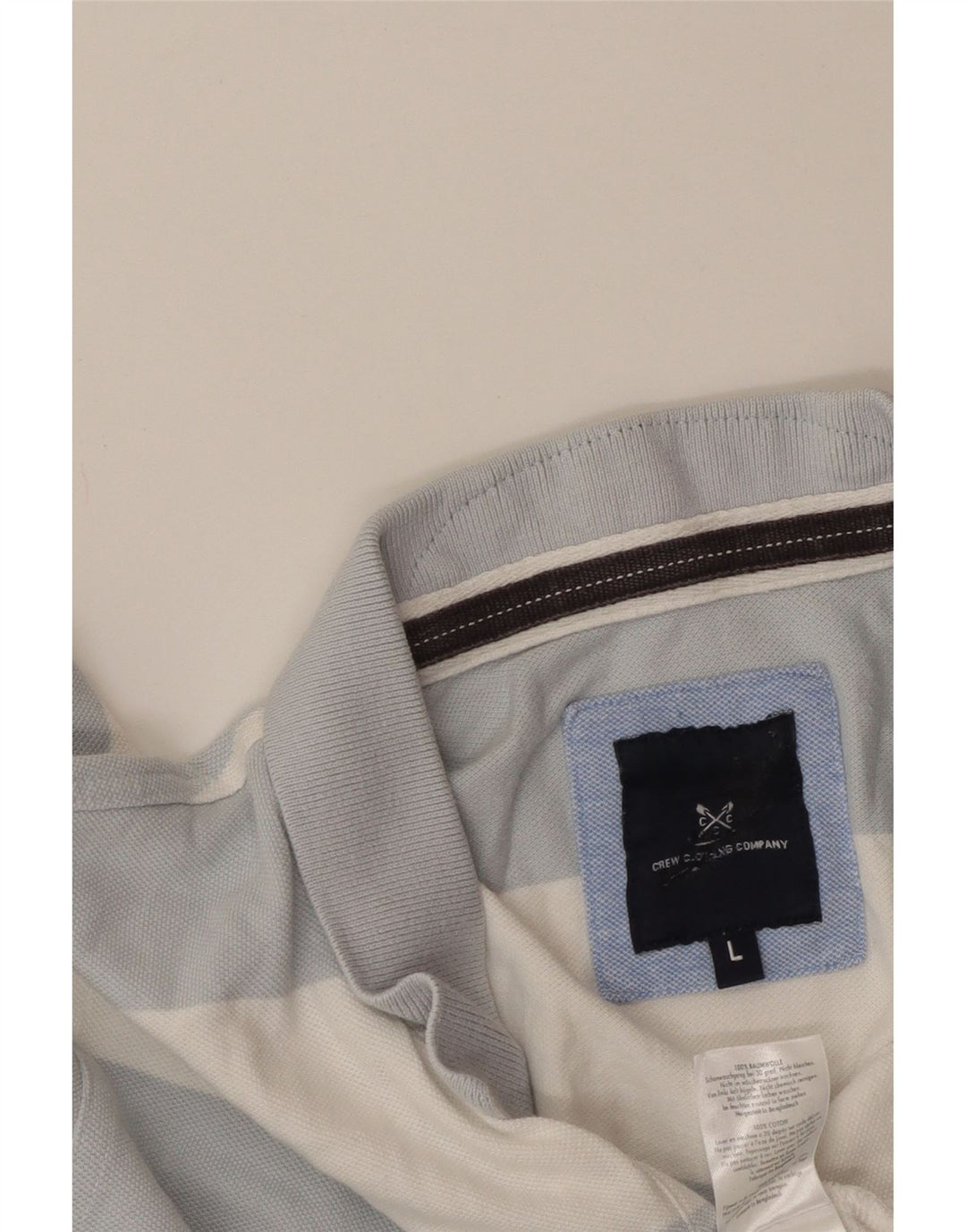 CREW CLOTHING Herre poloshirt Stor blå stribet bomuld