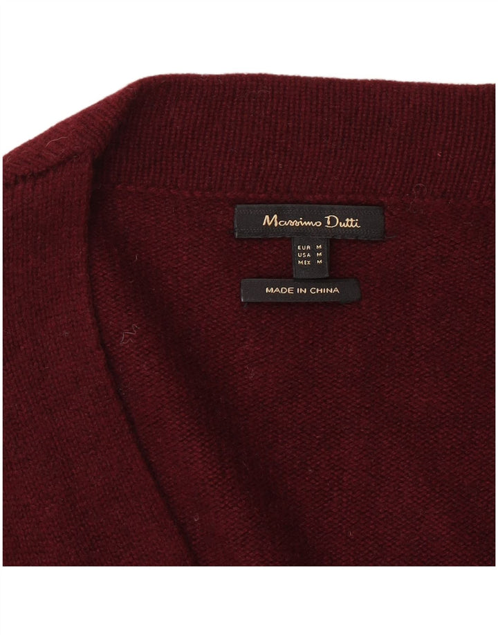 Massimo Dutti Dame Longline Cardigan Sweater UK 14 Medium Burgundy