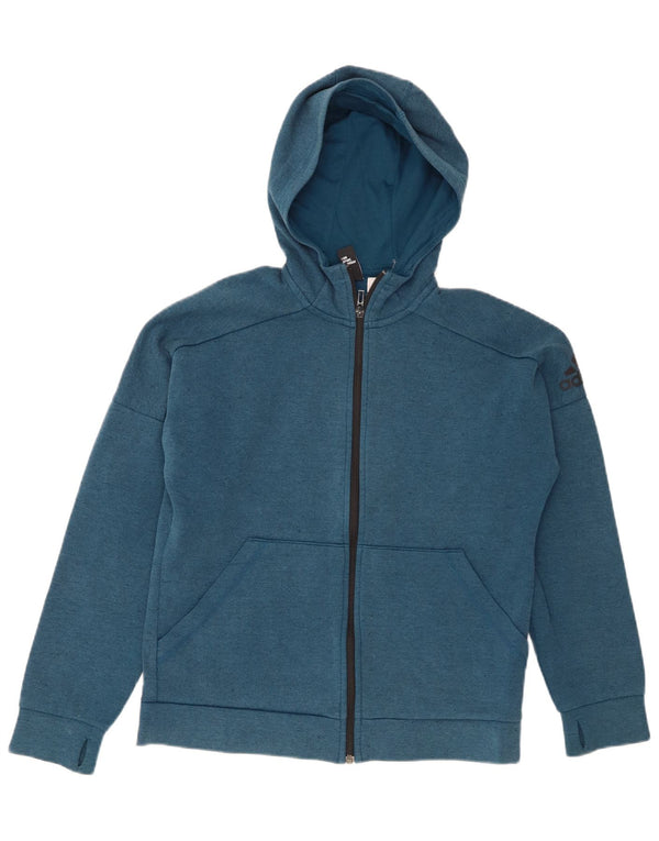 Adidas hættetrøje med lynlås til drenge 13-14 år Blå Flecked Bomuld