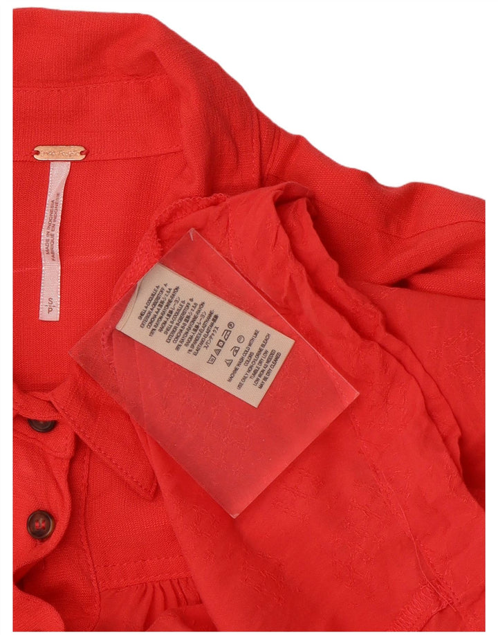 Vintage Dame Oversized Pullover Shirt Dress UK 10 Small Red Spandex