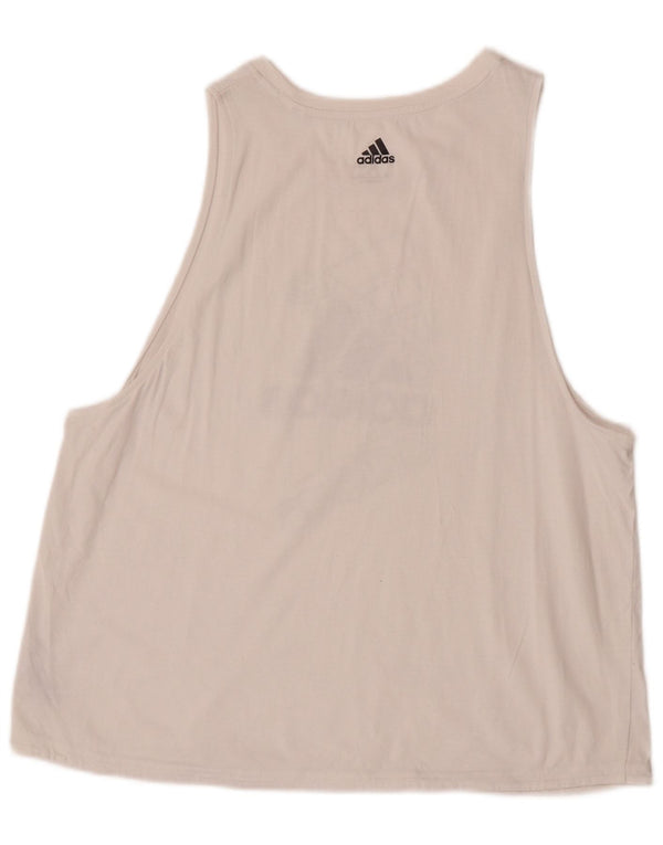 Adidas Dame Grafisk Vest Top UK 16/18 Large White Bomuld