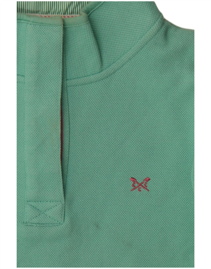 Besætningstøj Dame Button Neck Sweatshirt Jumper UK 12 Medium Green