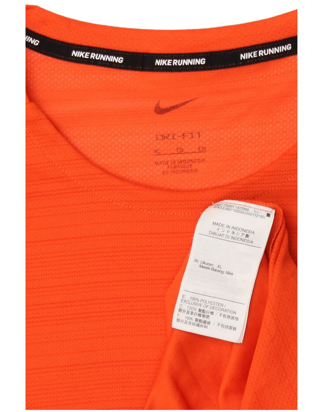 Nike herre Dri Fit T-shirt top XL orange stribet polyester