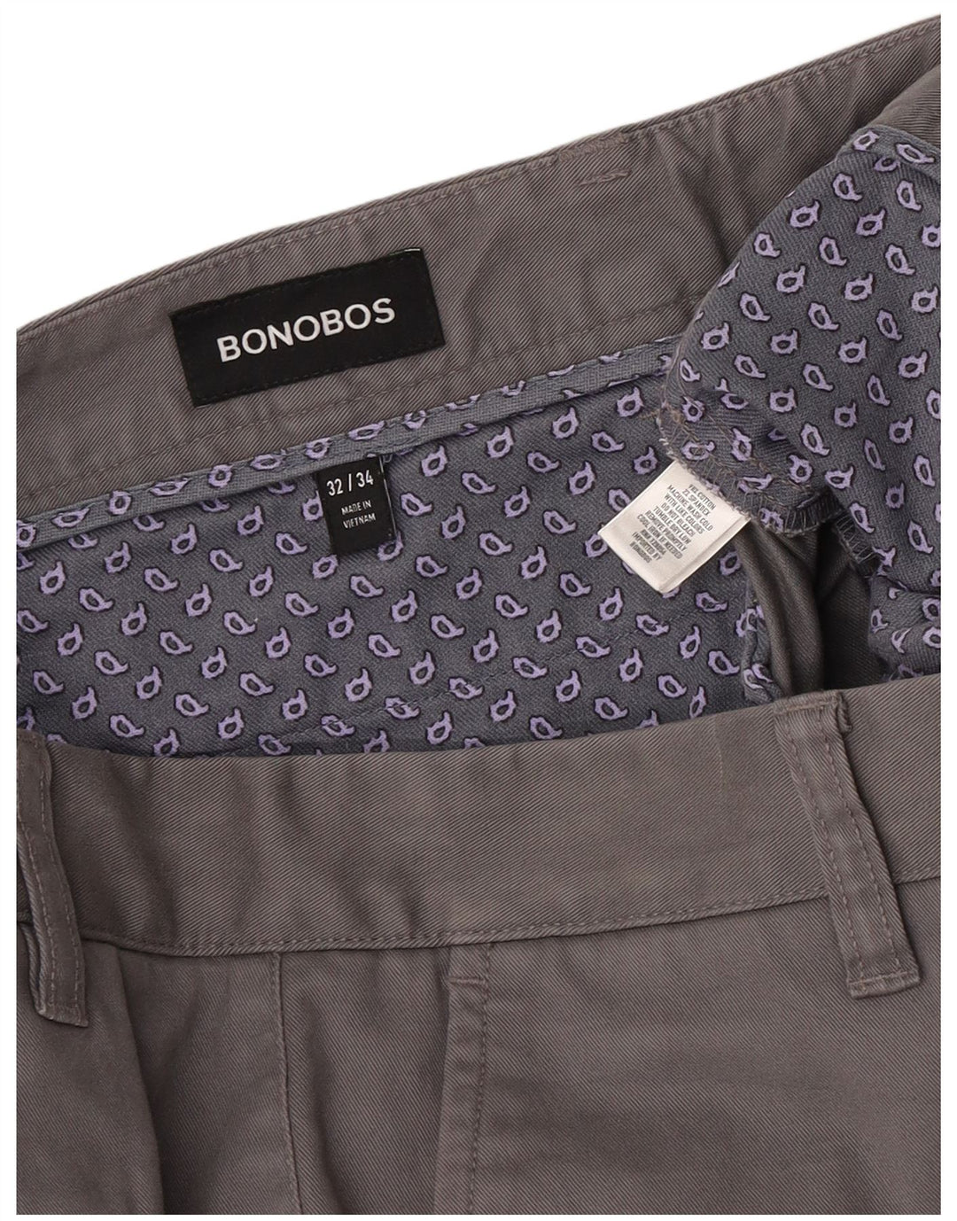 BONOBOS Lige Chinobukser til mænd W32 L28 Grå bomuld