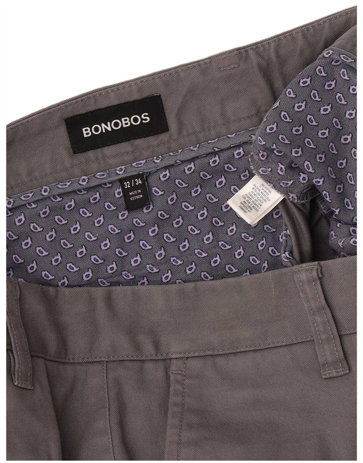 BONOBOS Lige Chinobukser til mænd W32 L28 Grå bomuld