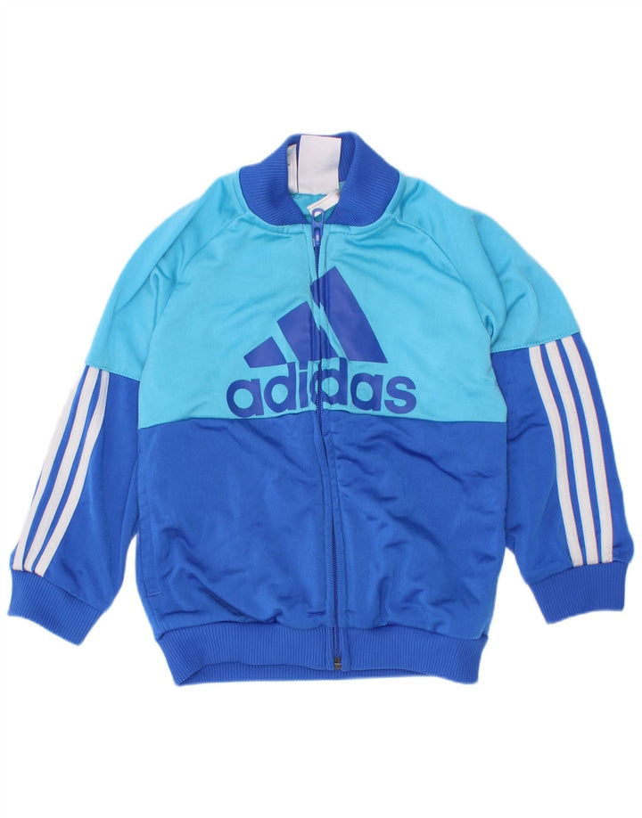 Adidas drenge grafisk træningsdragt topjakke 2-3 år blå farveblok