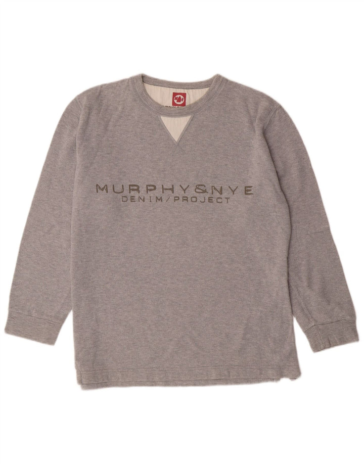 Murphy & Nye Herre Grafisk Sweatshirt Jumper Medium Grå Bomuld