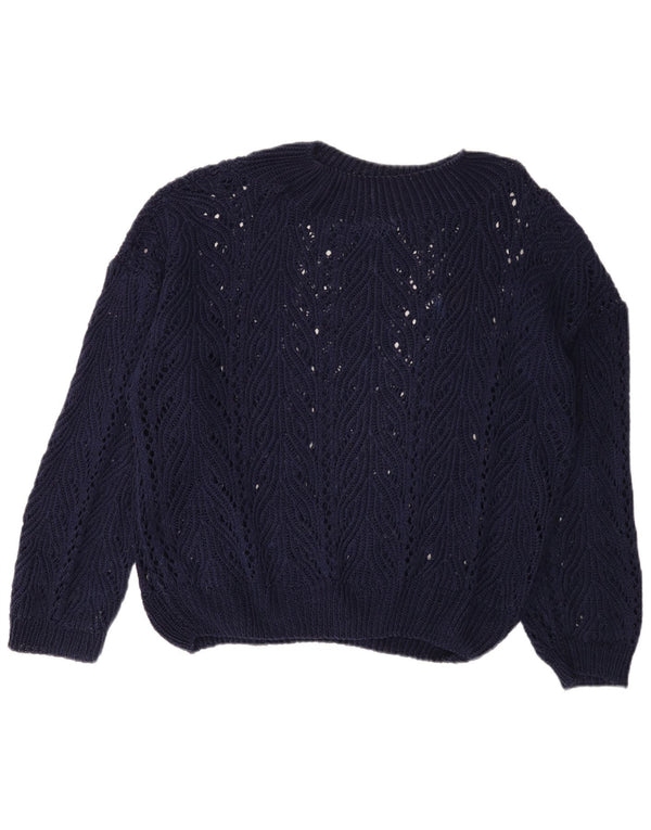 Vintage dame sweater med rund hals i overstørrelse UK 18 XL marineblå