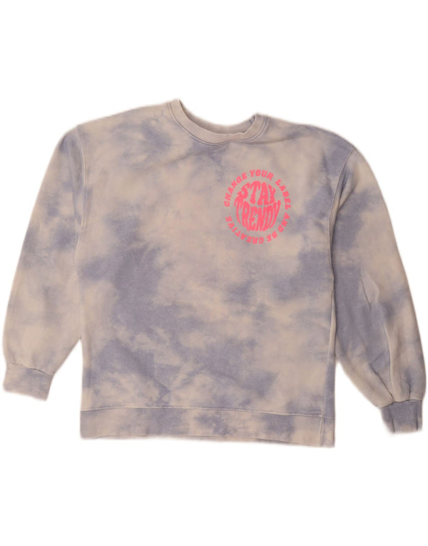 Zara piger grafisk sweatshirt trøje 13-14 år Blue Tie Dye Bomuld