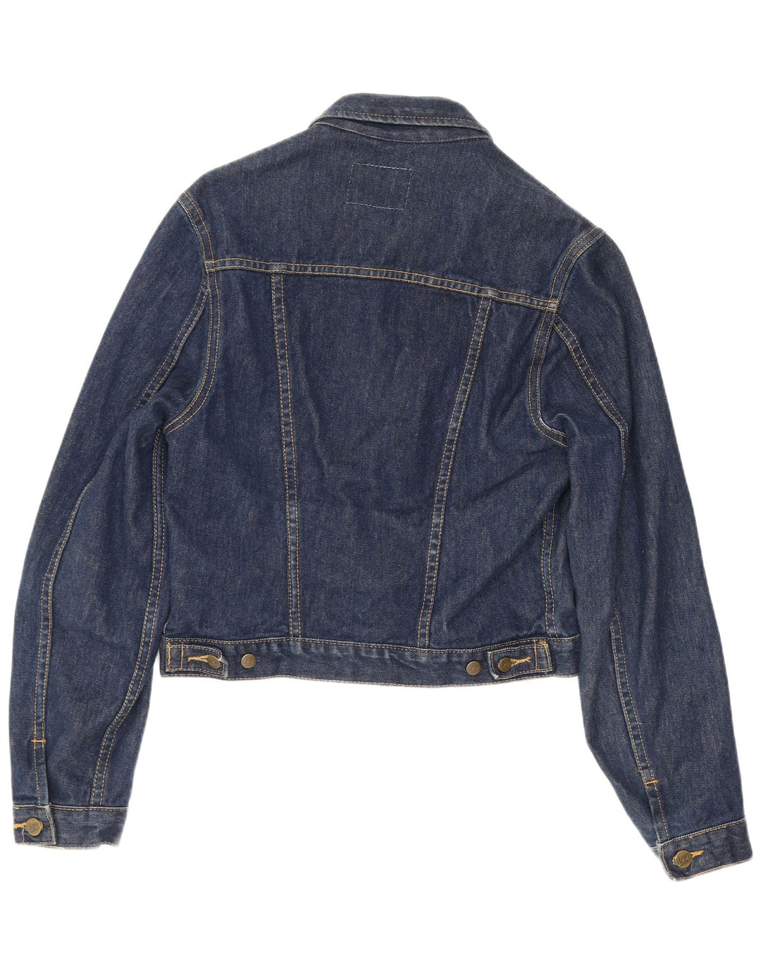 Lee Dame Crop Denim Jacket UK 12 Medium Navy Blue Bomuld