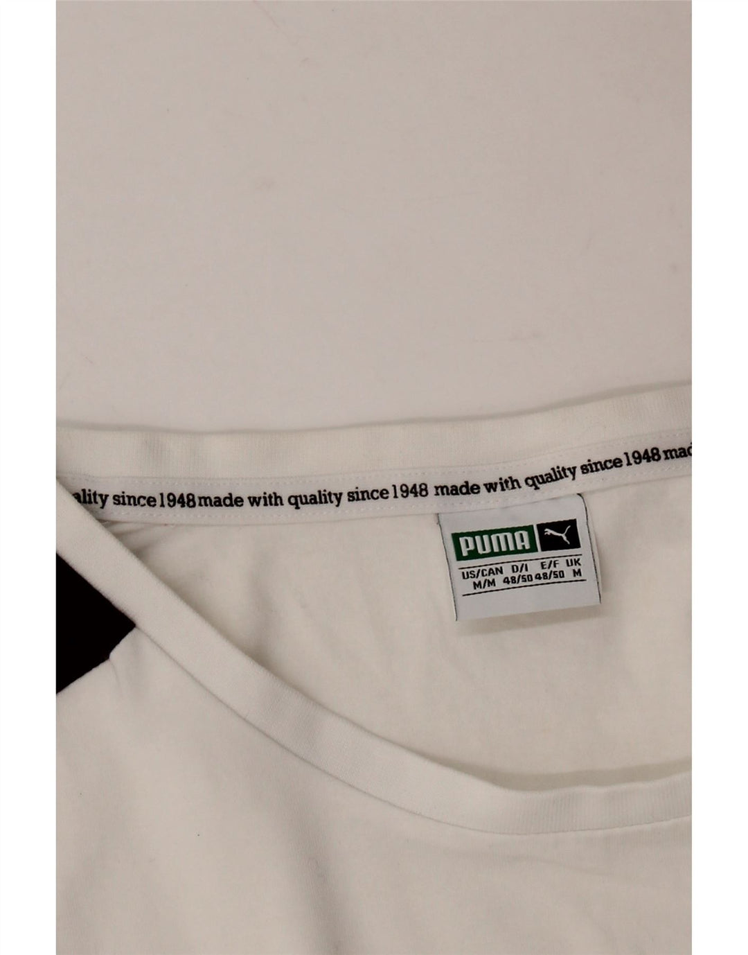 PUMA Mens T-Shirt Top Medium White Colourblock Cotton