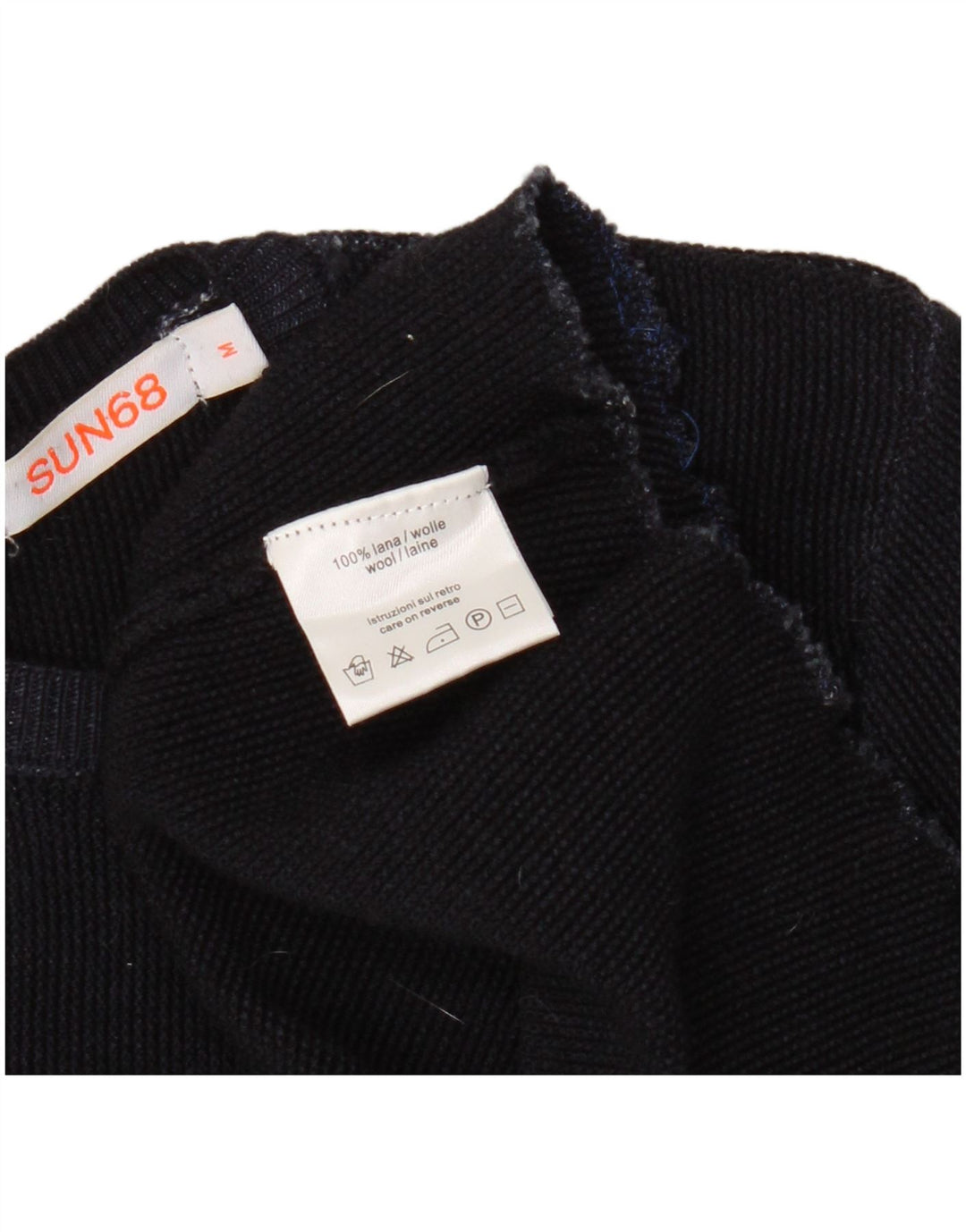Sun68 Dame Strik A-Line Kjole UK 14 Medium Navy Blue Uld