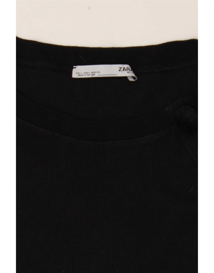 Zara Dame Grafisk T-Shirt Top UK 14 Stor Sort