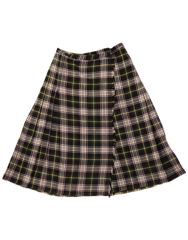 VINTAGE Kvinder slå-om nederdel W26 Lille grøn ternet