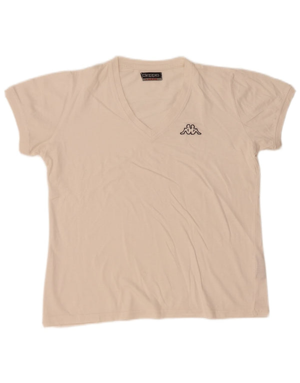 Kappa Dame T-Shirt Top UK 16 Stor Hvid Bomuld