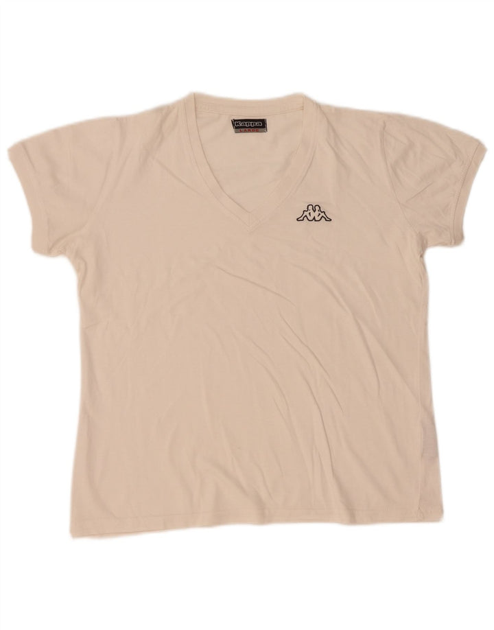 Kappa Dame T-Shirt Top UK 16 Stor Hvid Bomuld