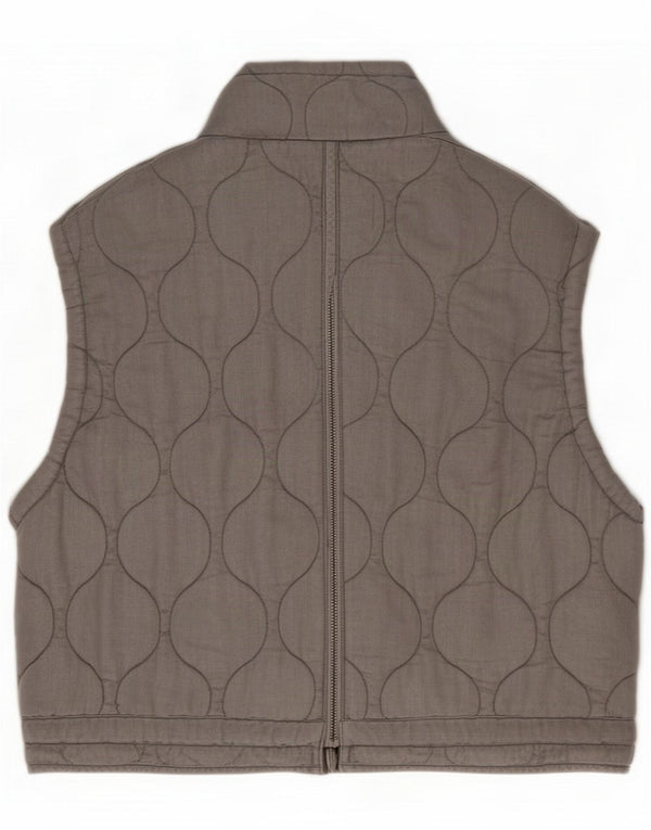 Zara Womens Oversized Quiltet Gilet UK 10 Small Grey Lyocell