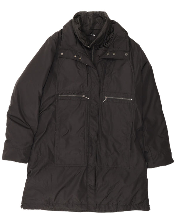 Postkort Dame polstret frakke UK 18 XL sort polyester vinter