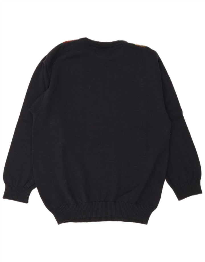 Marc Rene Herre Crew Neck Jumper Sweater IT 48 Mellem marineblå stribet uld
