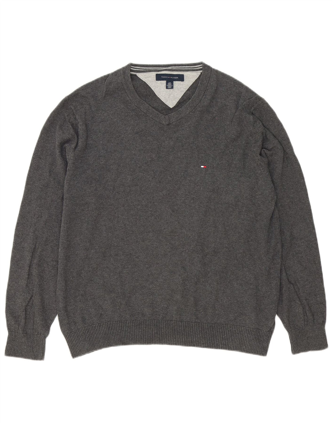 Tommy Hilfiger Herre V-hals sweater Stor Grå Bomuld