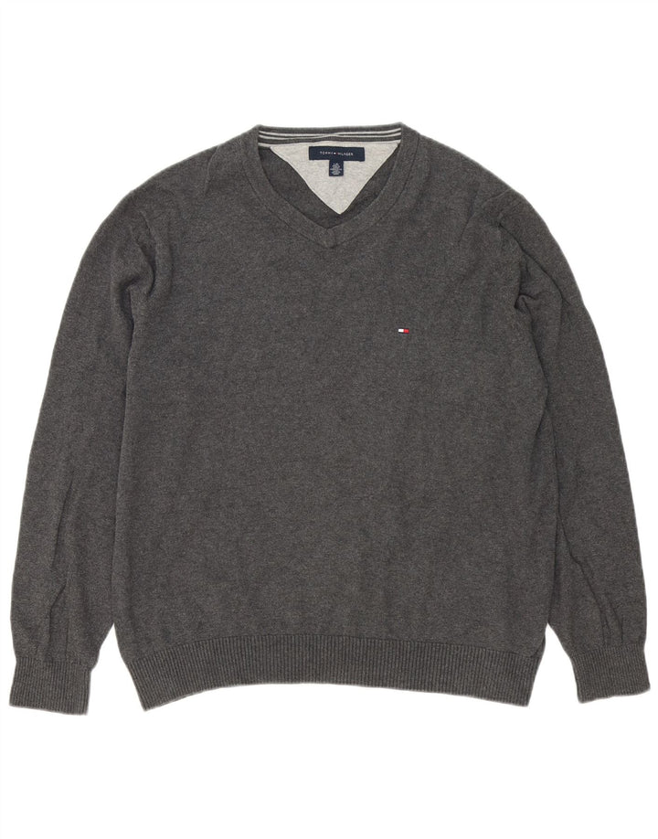 Tommy Hilfiger Herre V-hals sweater Stor Grå Bomuld