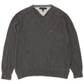 Tommy Hilfiger Herre V-hals sweater Stor Grå Bomuld