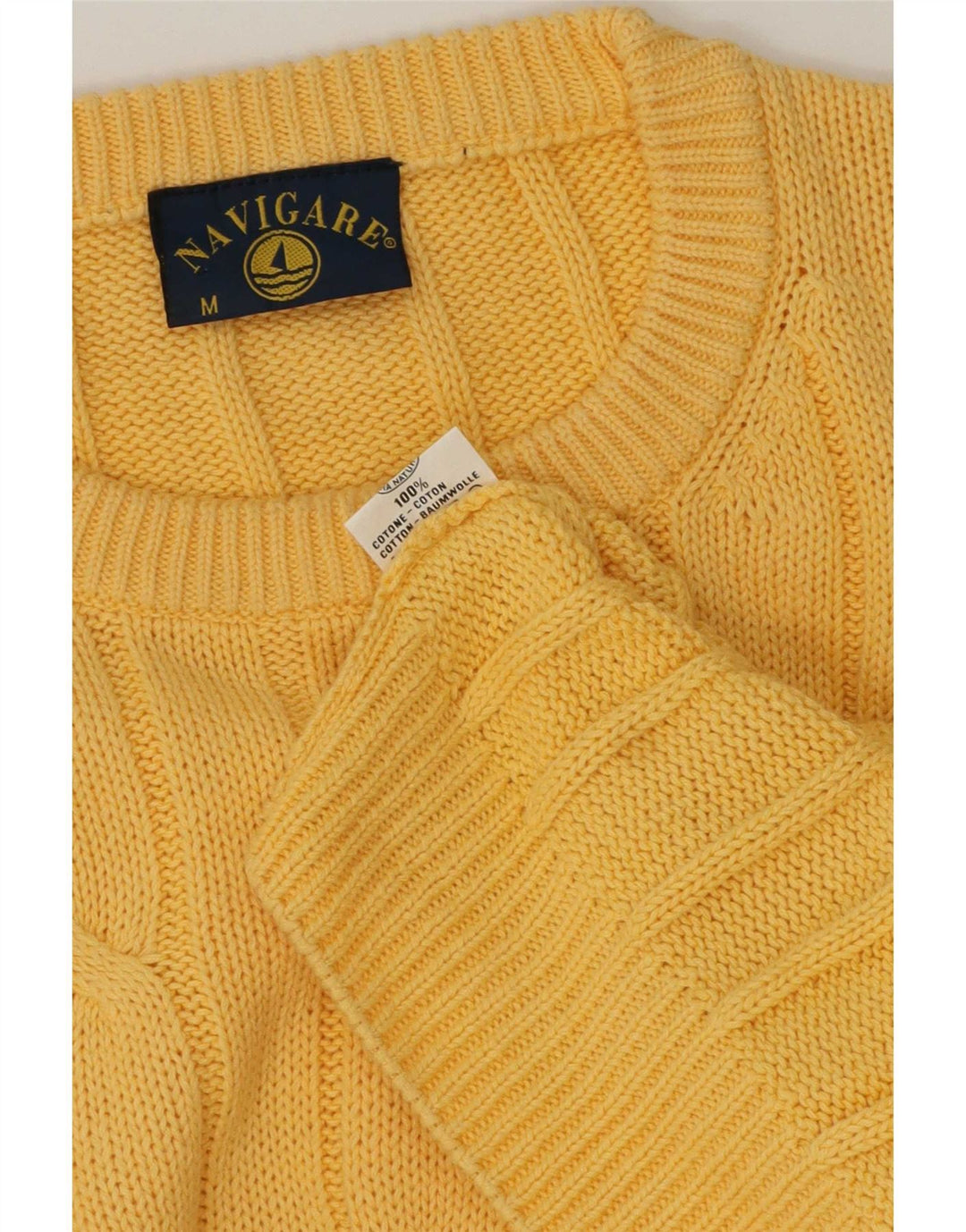 Navigare Herre sweater med rund hals, medium gul bomuld
